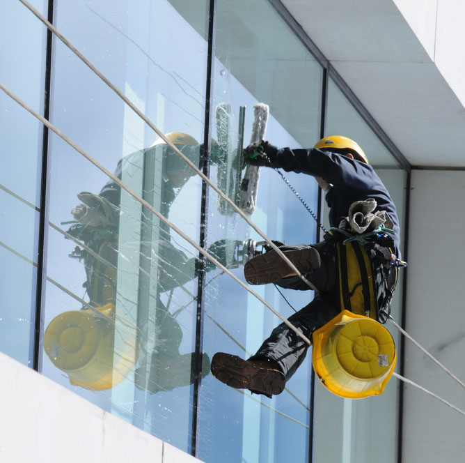Man Washing Windows